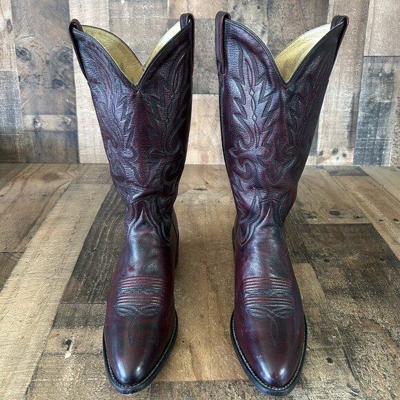 Dan Post 2112 R Black Cherry Western Cowboy Boots Mens 8.5 D - Picture 1 of 12